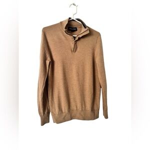 Mizzen + Main Men's L Beige Wool Preston Quarter Zip Sweater Pullover